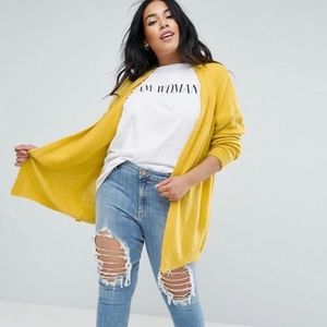 ASOS CURVE Cardigan In Fine Knit Fluffy Yarn